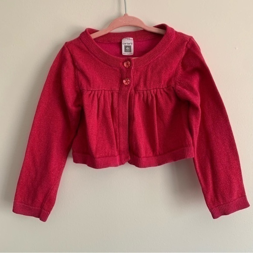 NFS. Bright pink fuchsia pink shimmer cropped cardigan carters size 4T
